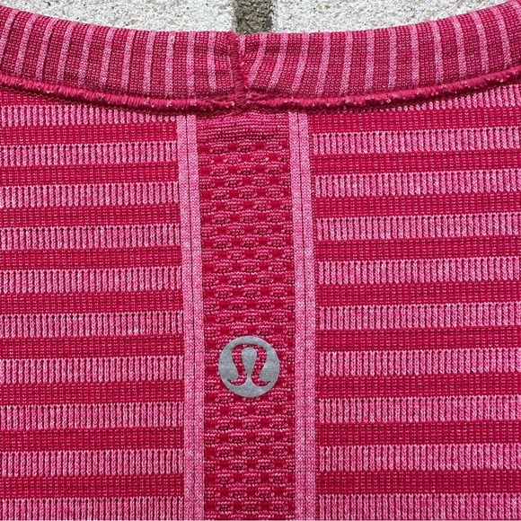 Lululemon Swiftly Tech Long Sleeve Crew Heathered Berry Rumble Pink Striped - Picture 6 of 12